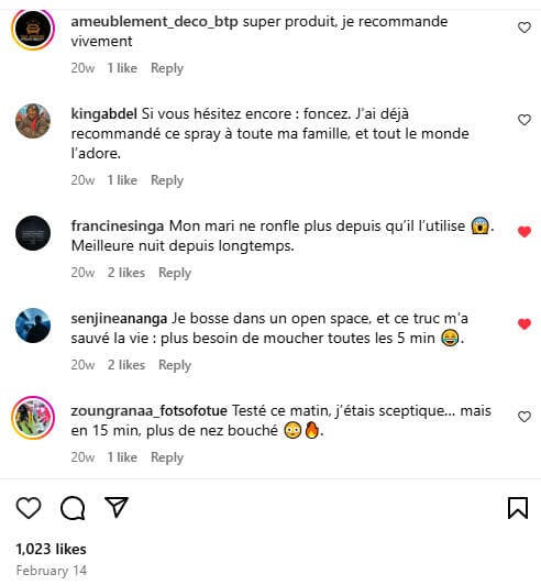 Capture d'ecran temoignages client